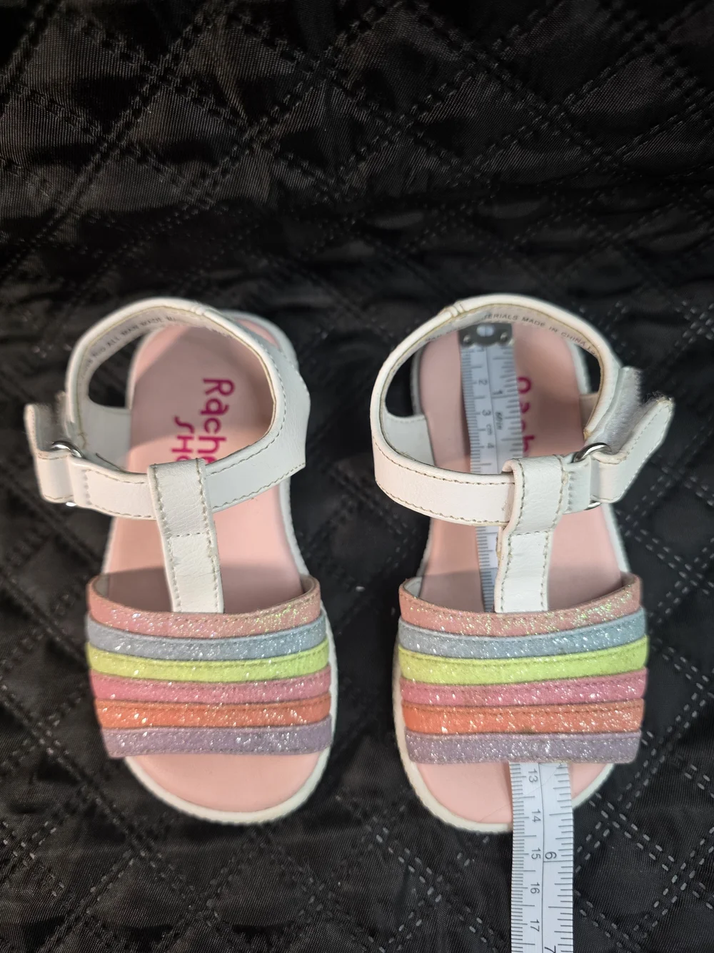 Rachel Shoes Girls' White Sandals with Rainbow Straps